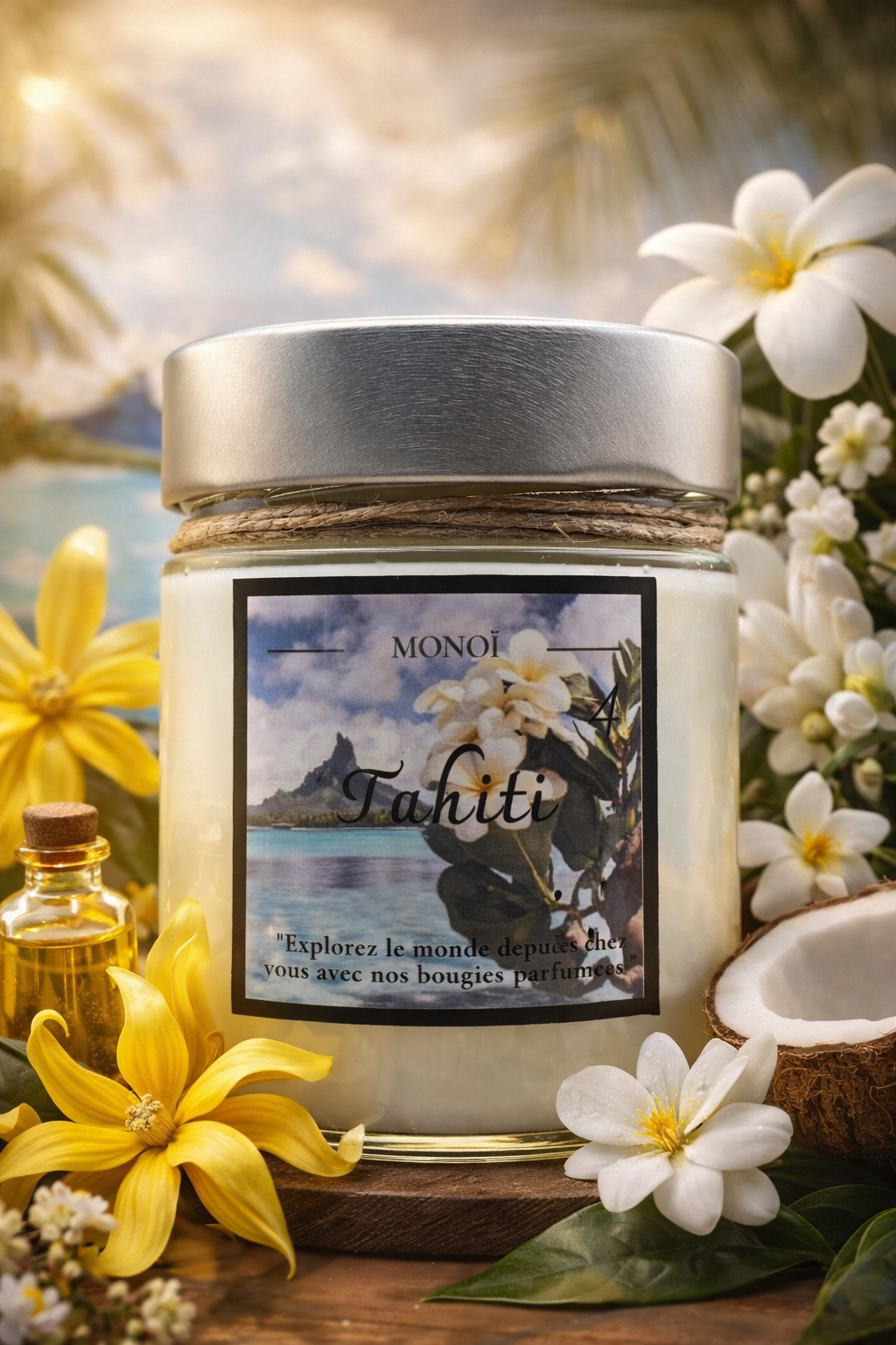 Bougie artisanale parfumée Tahiti – Monoï